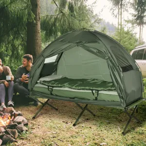 Outdoor Portable Camping Tent For Adults, With Sleeping Bag, Inflatable Air Mattress, Comfort Pillows And Carry Bag, Portable Folding Outdoor Bed, For Outdoor Travel Camp Beach Vacation (Green)
