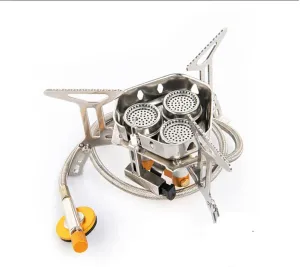 Outdoor portable three-head stove picnic mountaineering windproof stove camping equipment fierce fire gas stove self-driving tour car stove