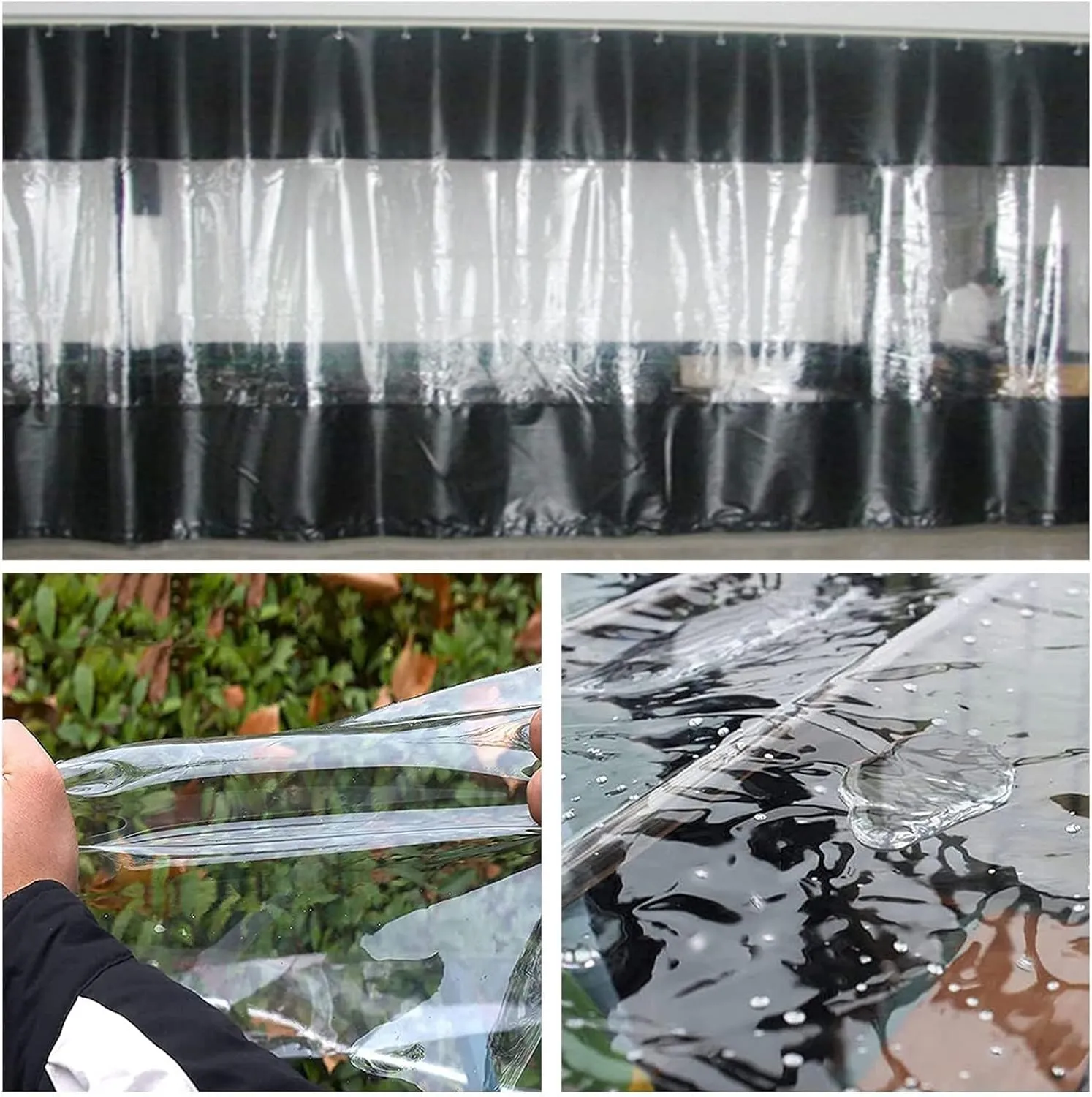 Outdoor Tarpaulin Curtain 0.5mm PVC Transparent Tarpaulin with Eyelets, Pergola The Terrace Tear-Resistant Tarpaulin, Customizable (Color : Clear, Size : 9.84x6.56ft/3x2m)