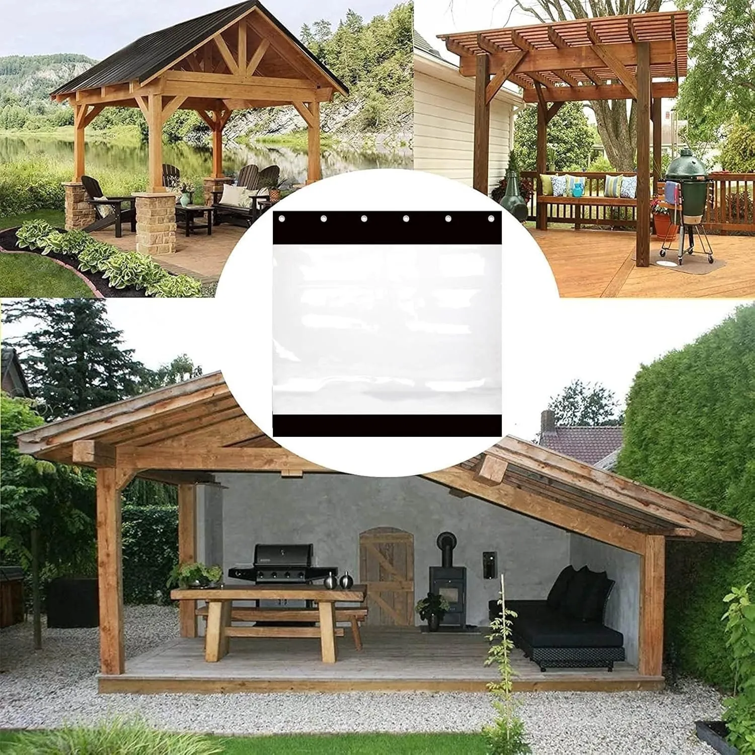 Outdoor Tarpaulin Curtain 0.5mm PVC Transparent Tarpaulin with Eyelets, Pergola The Terrace Tear-Resistant Tarpaulin, Customizable (Color : Clear, Size : 9.84x6.56ft/3x2m)