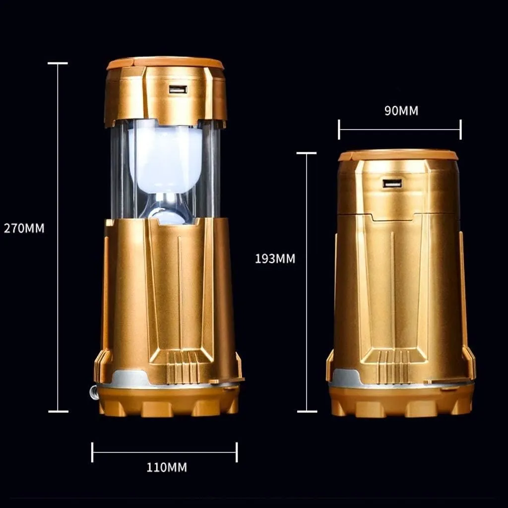 Outdoor Tent Light Lantern Solar Power Collapsible Lamp Flashlight Emergency Torch Camping Lamp Camping Light (Color : Silver)
