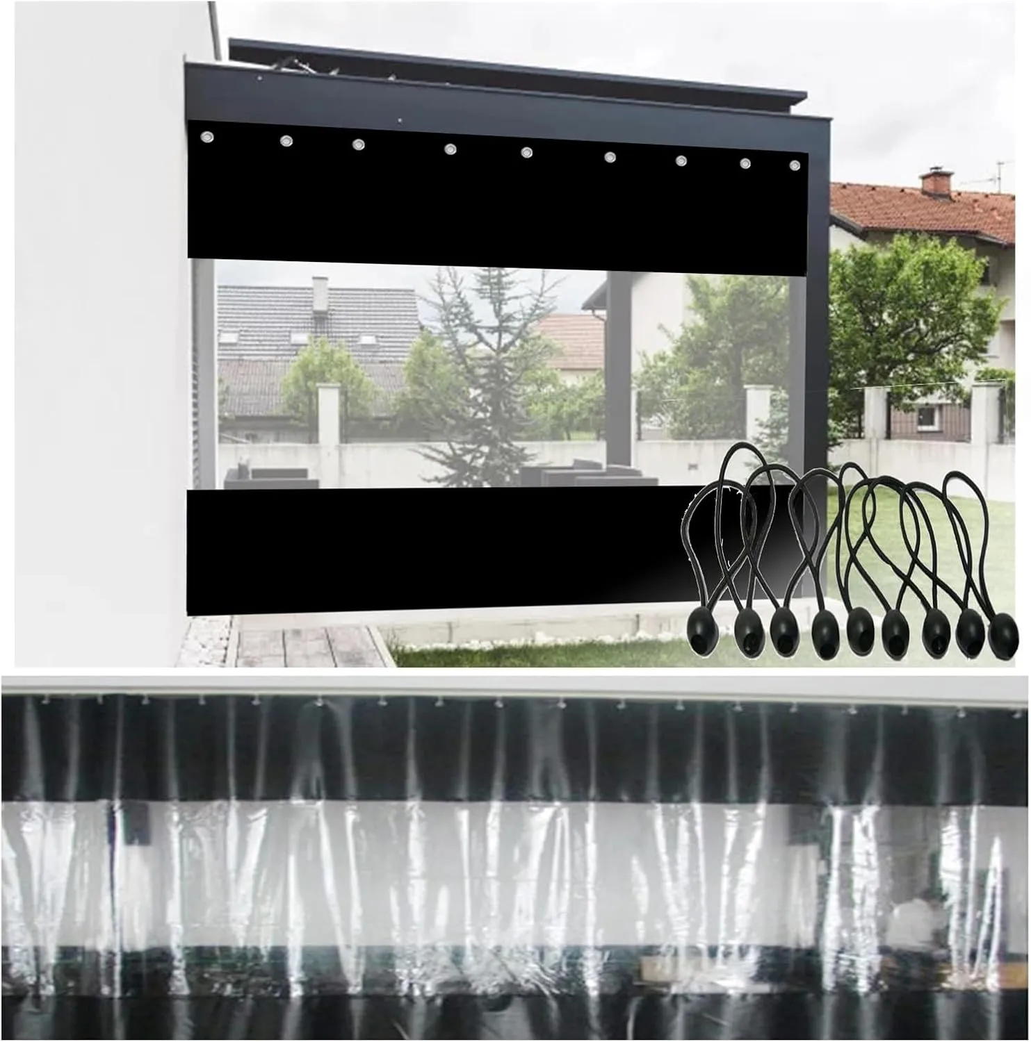 Outdoor Waterproof Curtain Transparent Pergola Side Panels Wear-Resistant Patio Tarpaulin, Weatherproof Dust-Proof, Customizable (Color : Clear, Size : 3.28x7.22ft/1x2.2m)