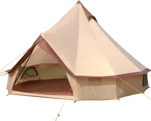 Outdoor Waterproof Tent,Family Camping Bell Tent,Luxury Yurt Tents with Sturdy Center & Door Pole and Space for 3-10 Person Camping Hiking Hunting FES
