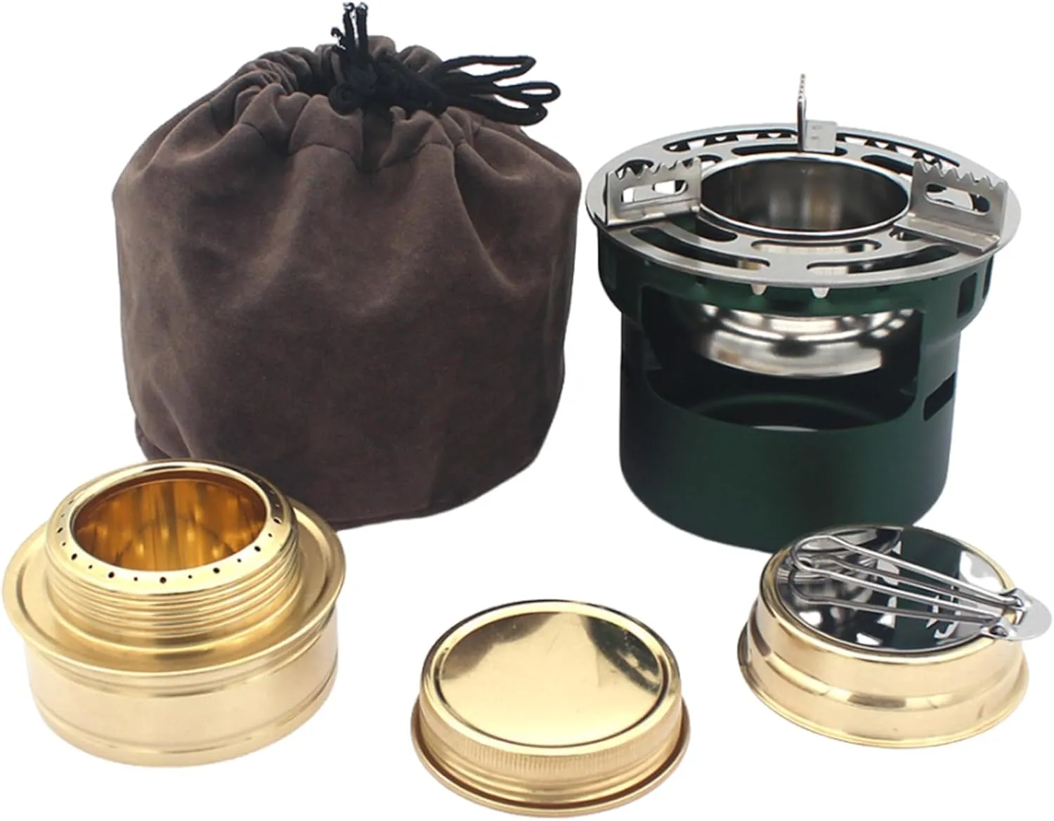 Outdoor Windproof Camp Stove Small Alcohols Backpacking Stove Light Weight Brass Spirits Burners Picnics BBQ Furnaces
