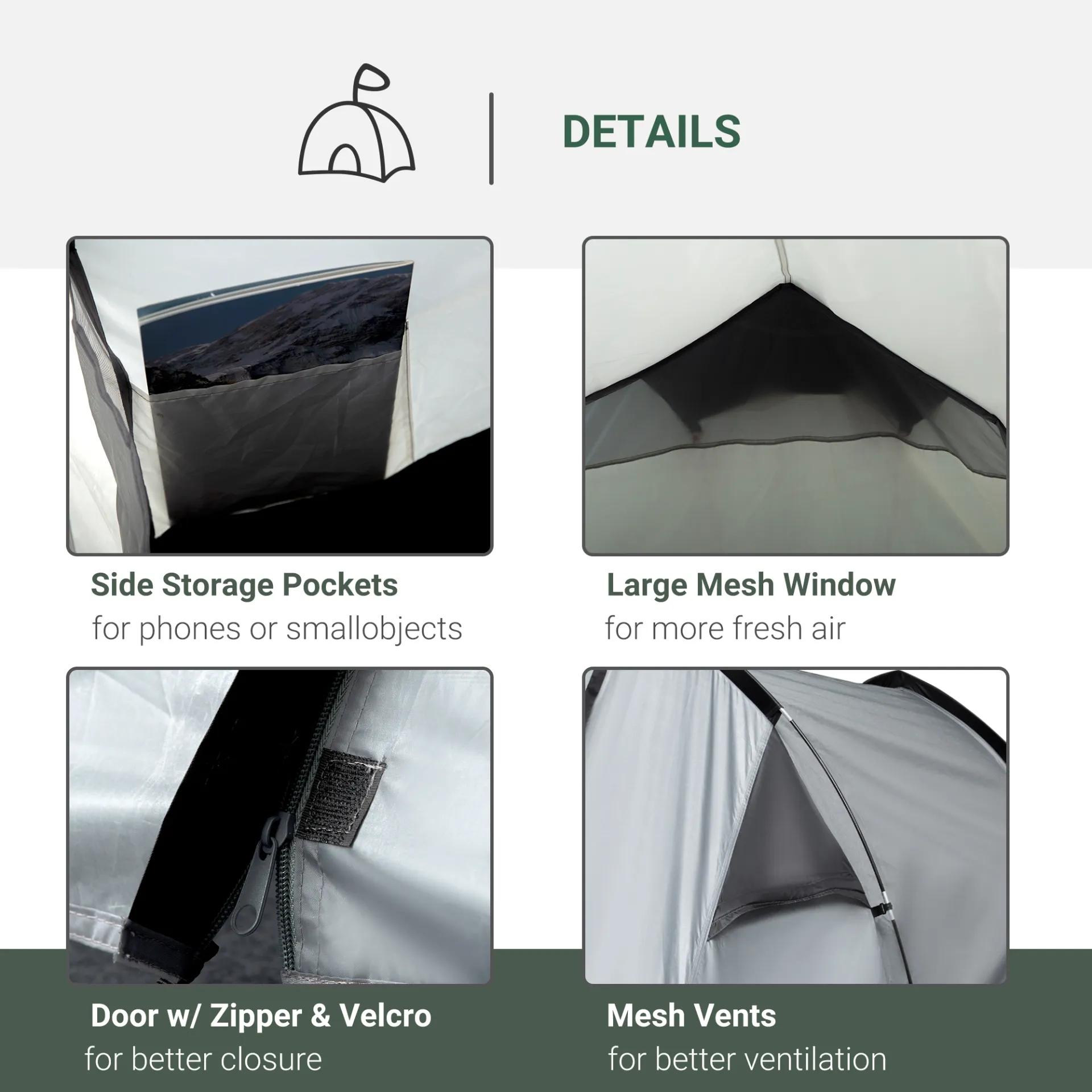 Outsunny 1-2 Man Camping Tunnel Tent  w/ Rain Fly Porch Mesh Window Double Layer Shelter Hiking Home Backpacking Vestibule Lightweight Fishing