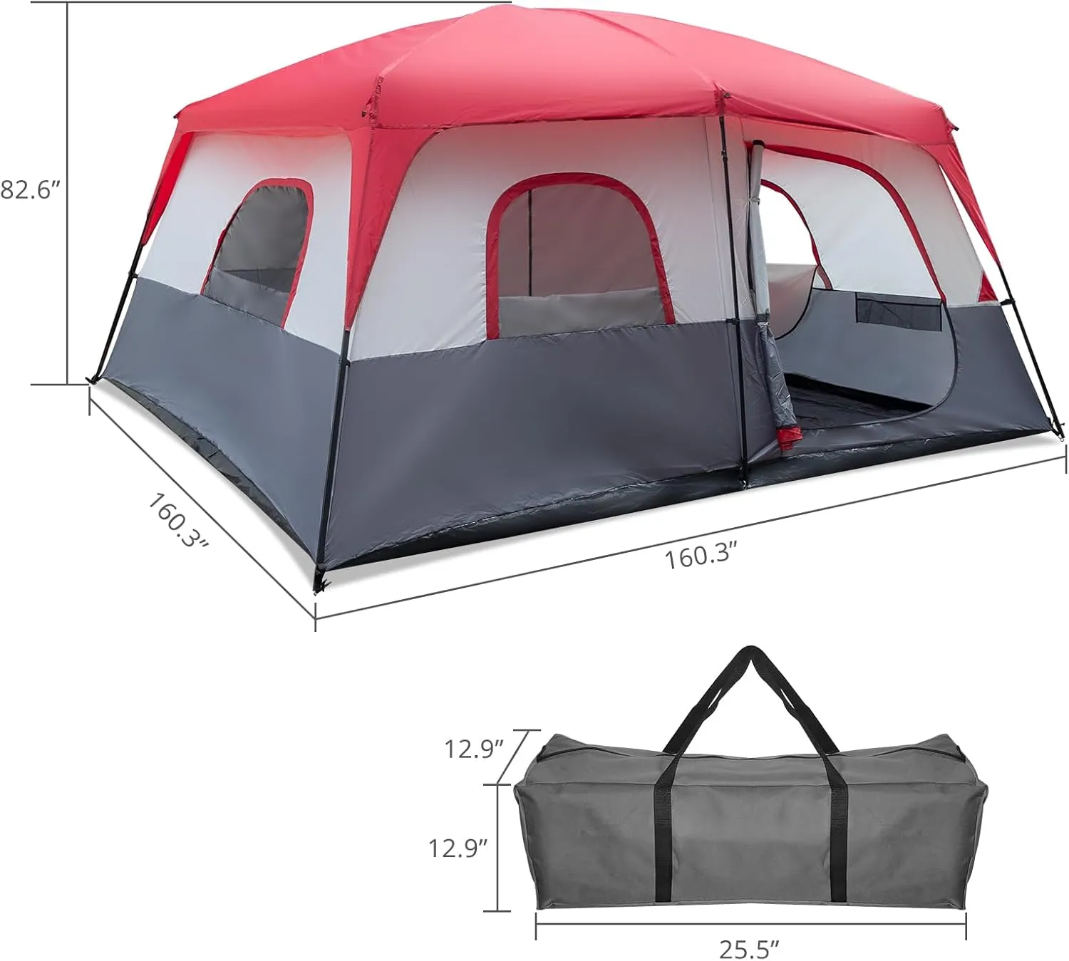 Outvita 8/10 Person Camping Tent, Large 2 Room Family Tent with Weatherproof Instant Cabin Shelter with Rainfly & Carry Bag for Backpacking Hiking Car Traveling…