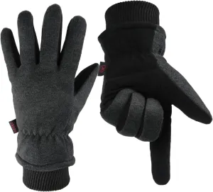 OZERO Men & Women Winter Gloves -30°F Deerskin Leather Water-resistant Windproof Cold Weather Glove for Driving Hiking