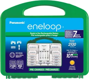 Panasonic KJ17MCC82A eneloop Power Pack, 8AA, 2AAA, 2 C Adapters, 2 D Adapters, Advanced Individual Battery Charger and Plastic Storage Case