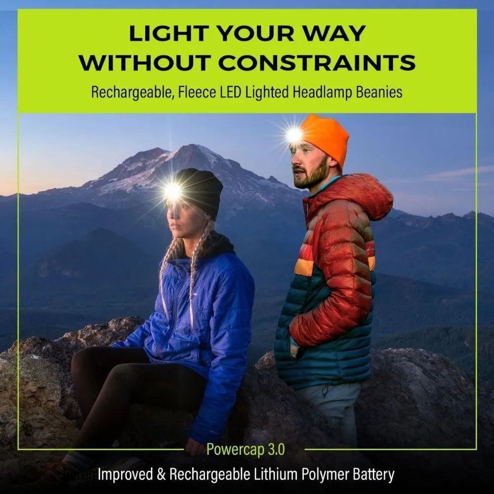 Panther Vision LED Hat Light - POWERCAP 3.0 USB Rechargeable LED Beanie - Light Up Hat with Ultra Bright LEDs and IPX4 Water Resistance Gifts for Dad Father Husband Warm Knitted Cap 150 Lumens Gray