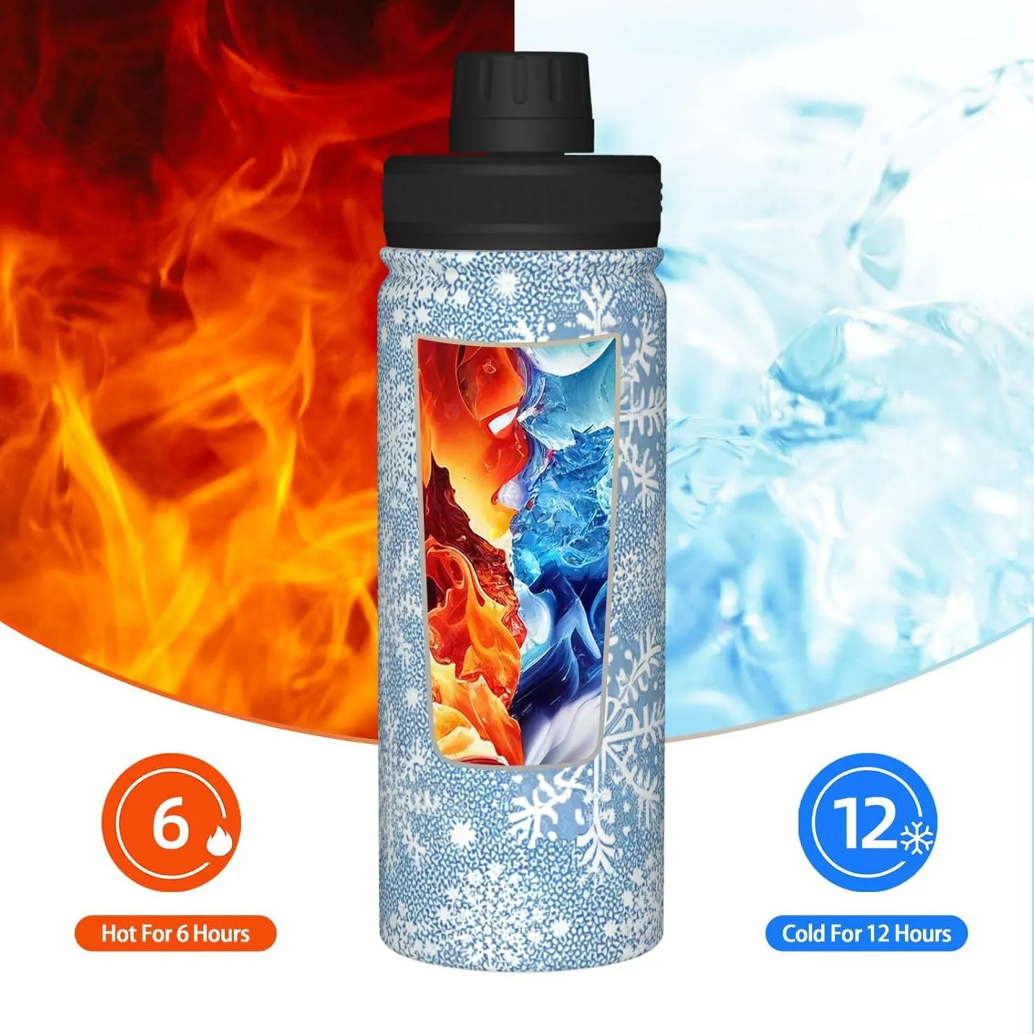 Paw Pattern pattern Sports Leak Proof Water Bottle 18 oz, Insulated Water Bottles for Bicycles,Fitness,Yoga,Hiking etc.Blue