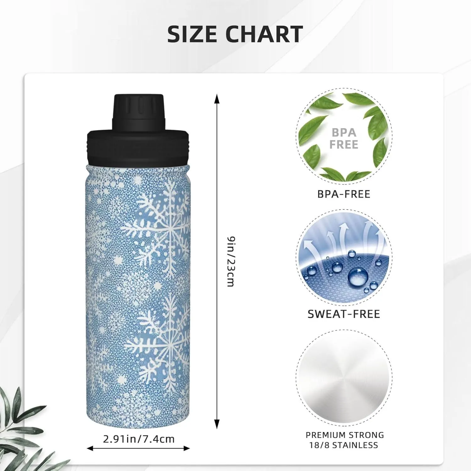 Paw Pattern pattern Sports Leak Proof Water Bottle 18 oz, Insulated Water Bottles for Bicycles,Fitness,Yoga,Hiking etc.Blue
