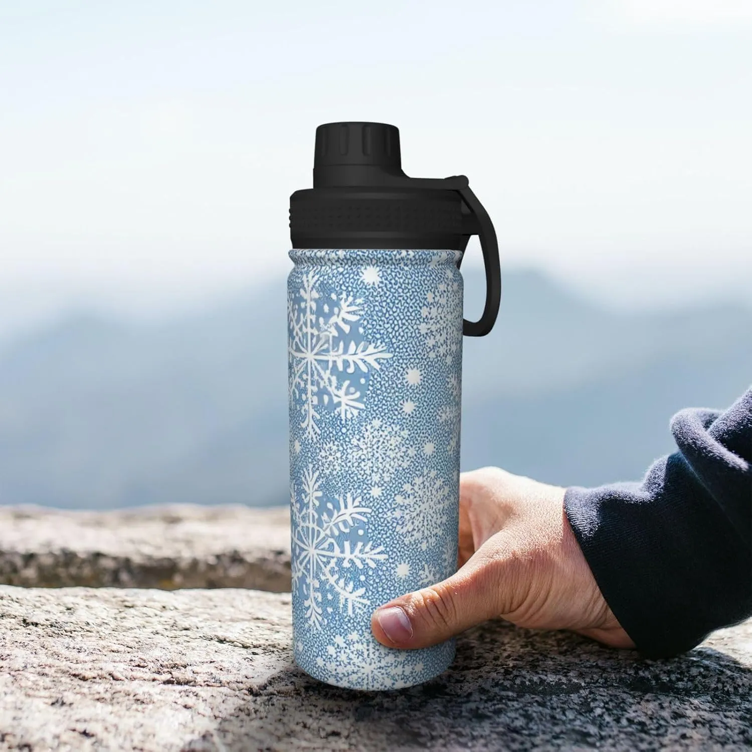 Paw Pattern pattern Sports Leak Proof Water Bottle 18 oz, Insulated Water Bottles for Bicycles,Fitness,Yoga,Hiking etc.Blue