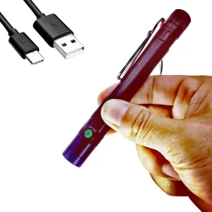 Pen Light Rechargeable EDC Pocket Flashlight with Clip Diffuser,Bright 300 Lumens, Side Switch One-Hand Easy Use for Everyday Work,Emergency,Tight Spaces, Worker,Police, Nurse Use