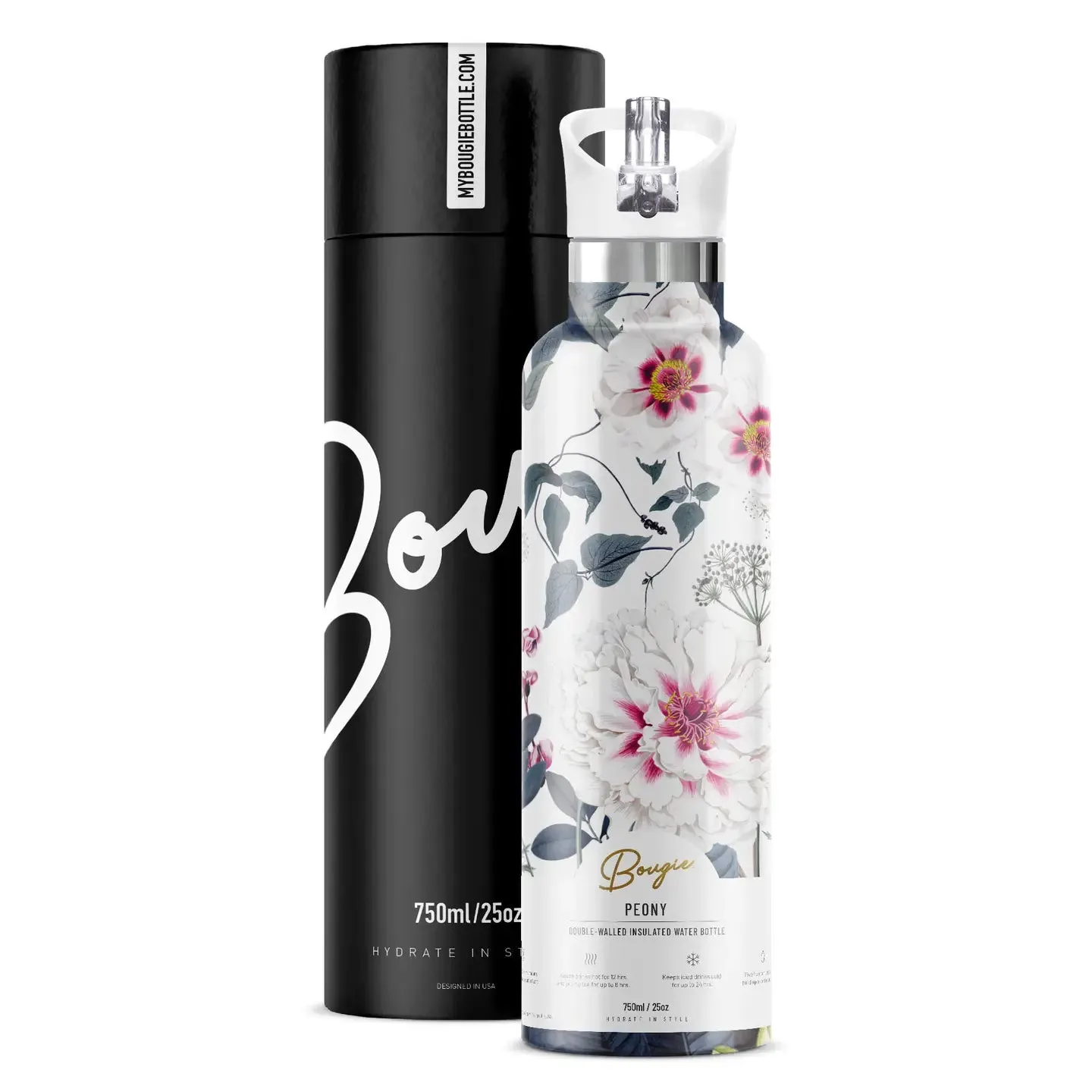 Peony Blossom Insulated Water Bottle