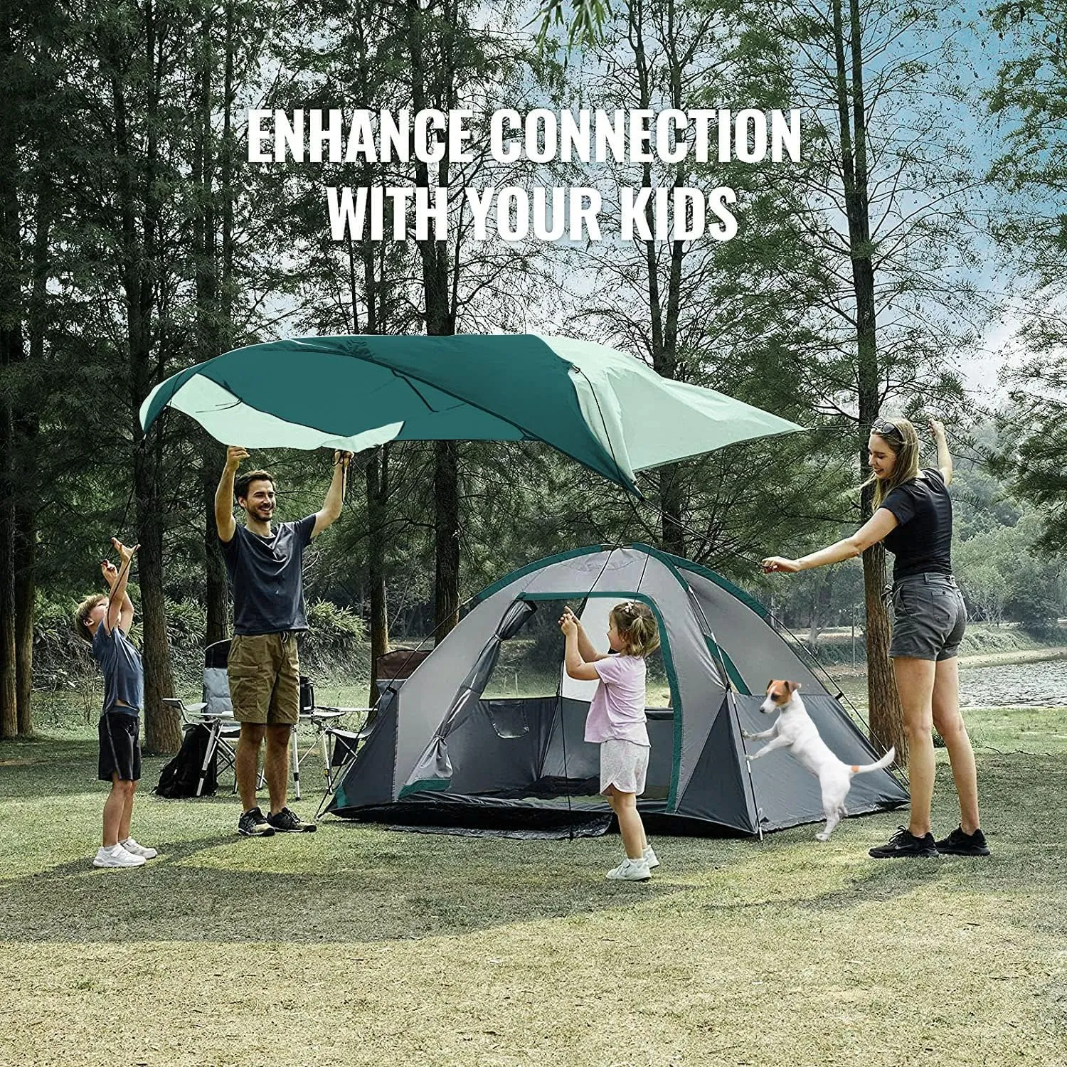 Person Camping Tent, Outdoor Family Tent with Removable Rainfly for Backpacking, Hiking, Windproof and Waterproof Dome Tent for Comfortable Trip, Easy Set Up