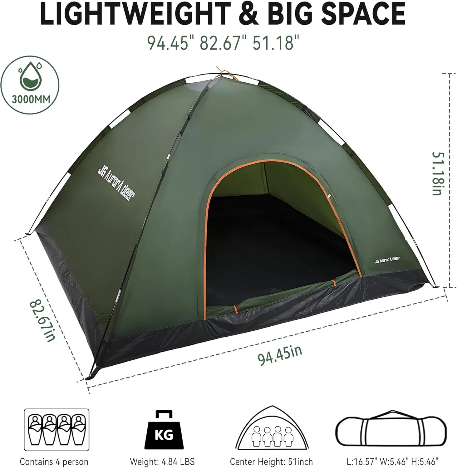Person Tent Waterproof Windproof Family Tents Camping Tents Backpacking Tent for Portable Camping with Carry Bag