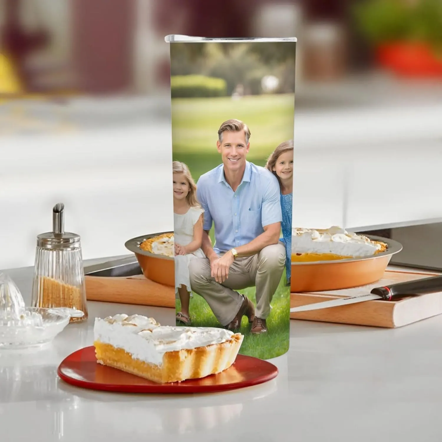 Personalized 20 oz Insulated Tumbler with Straw Lid, Custom Stainless Steel Coffee Cup with Photo Logo Text, Customized Double Walled Vacuum Travel Car Cup