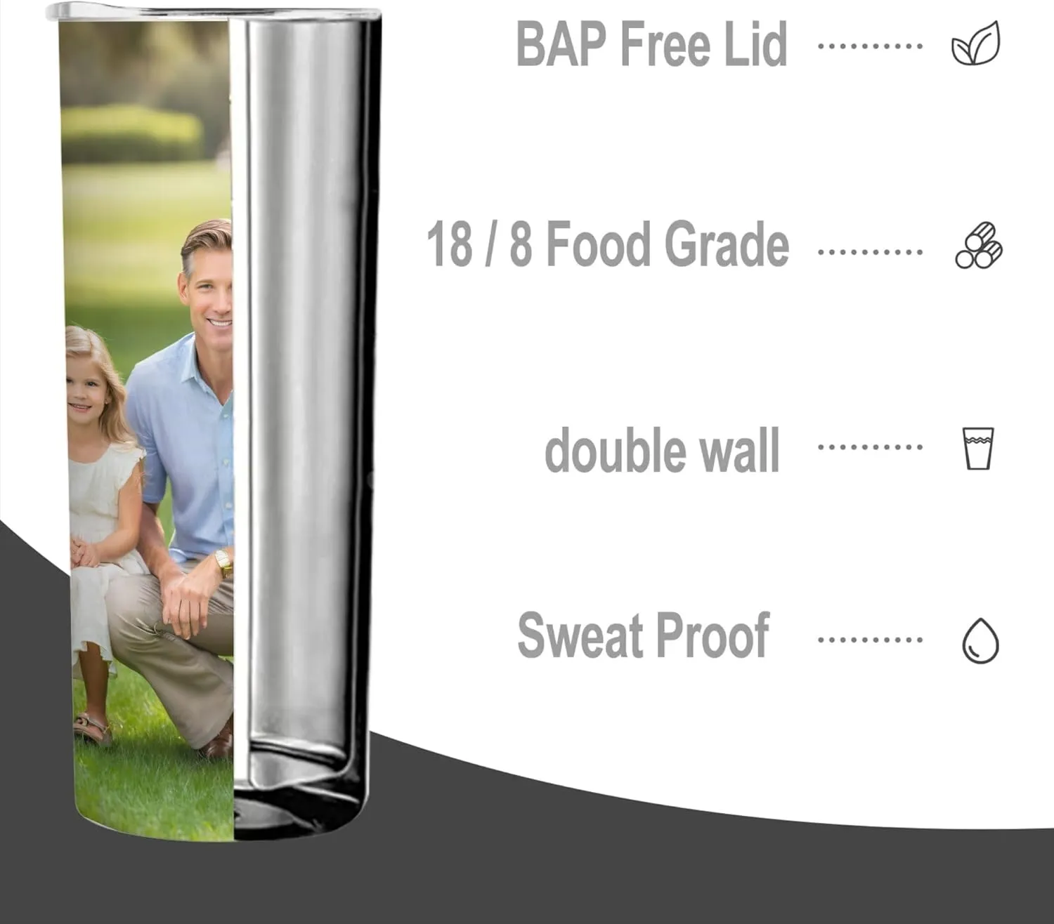 Personalized 20 oz Insulated Tumbler with Straw Lid, Custom Stainless Steel Coffee Cup with Photo Logo Text, Customized Double Walled Vacuum Travel Car Cup