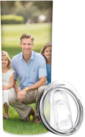 Personalized 20 oz Insulated Tumbler with Straw Lid, Custom Stainless Steel Coffee Cup with Photo Logo Text, Customized Double Walled Vacuum Travel Car Cup
