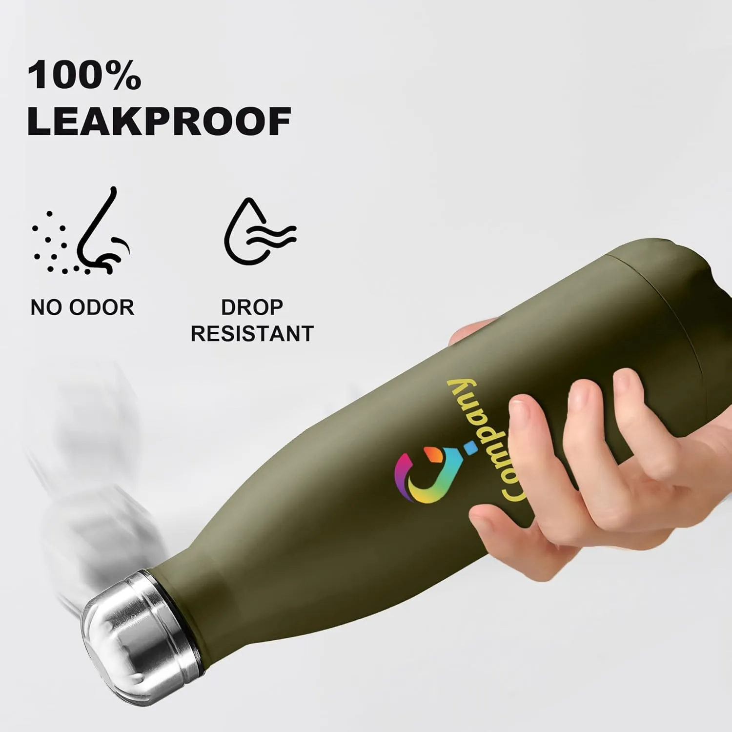 Personalized Custom Water Bottle Print in USA 17oz Stainless Steel Double Wall Leakproof Cups With Colorful Text Logo for Sports Outdoors