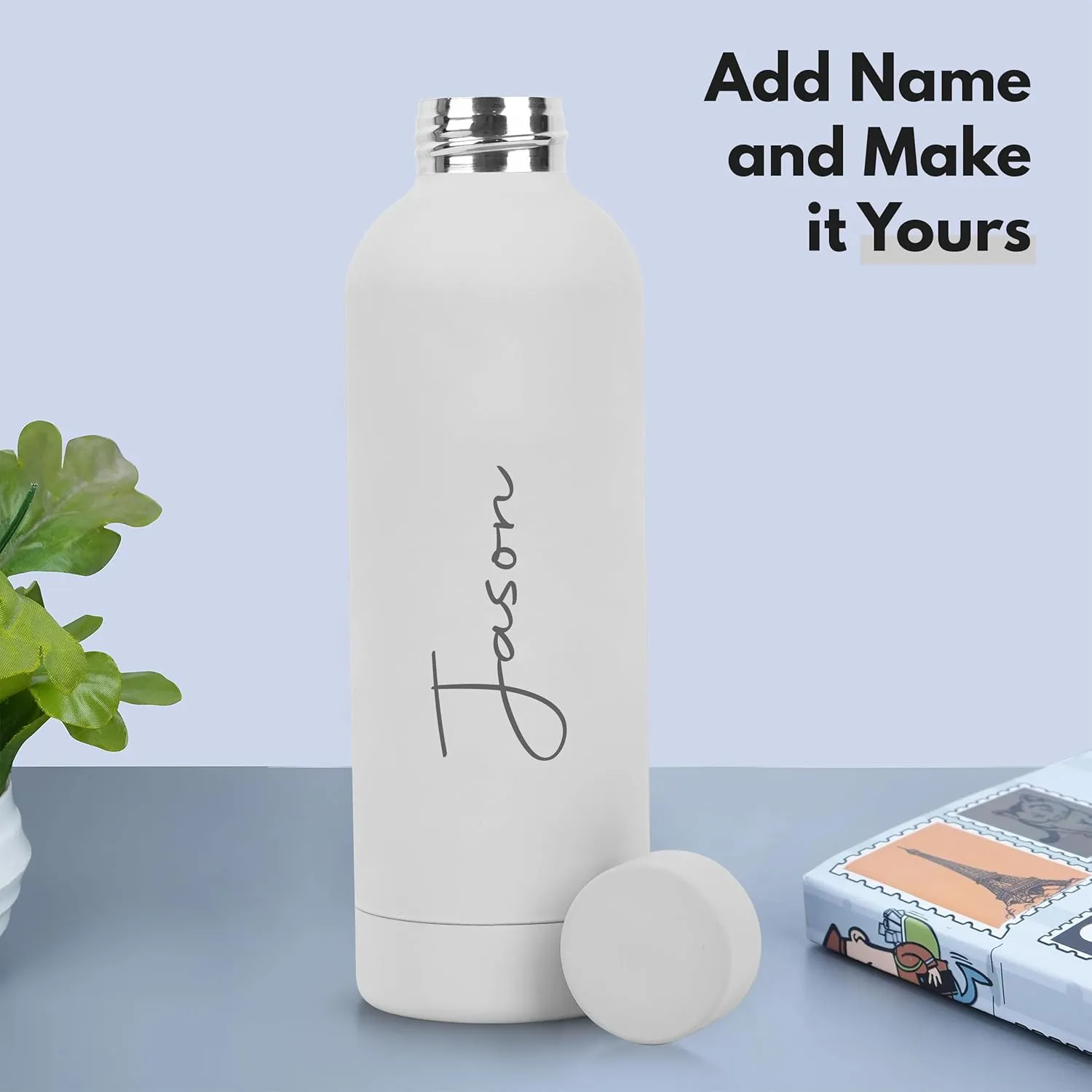 Personalized Energizer Vacuum Insulated Water Bottle | Double Walled | with Hot & Cold Features | Leak-Proof | BPA Free | 500ML (White)