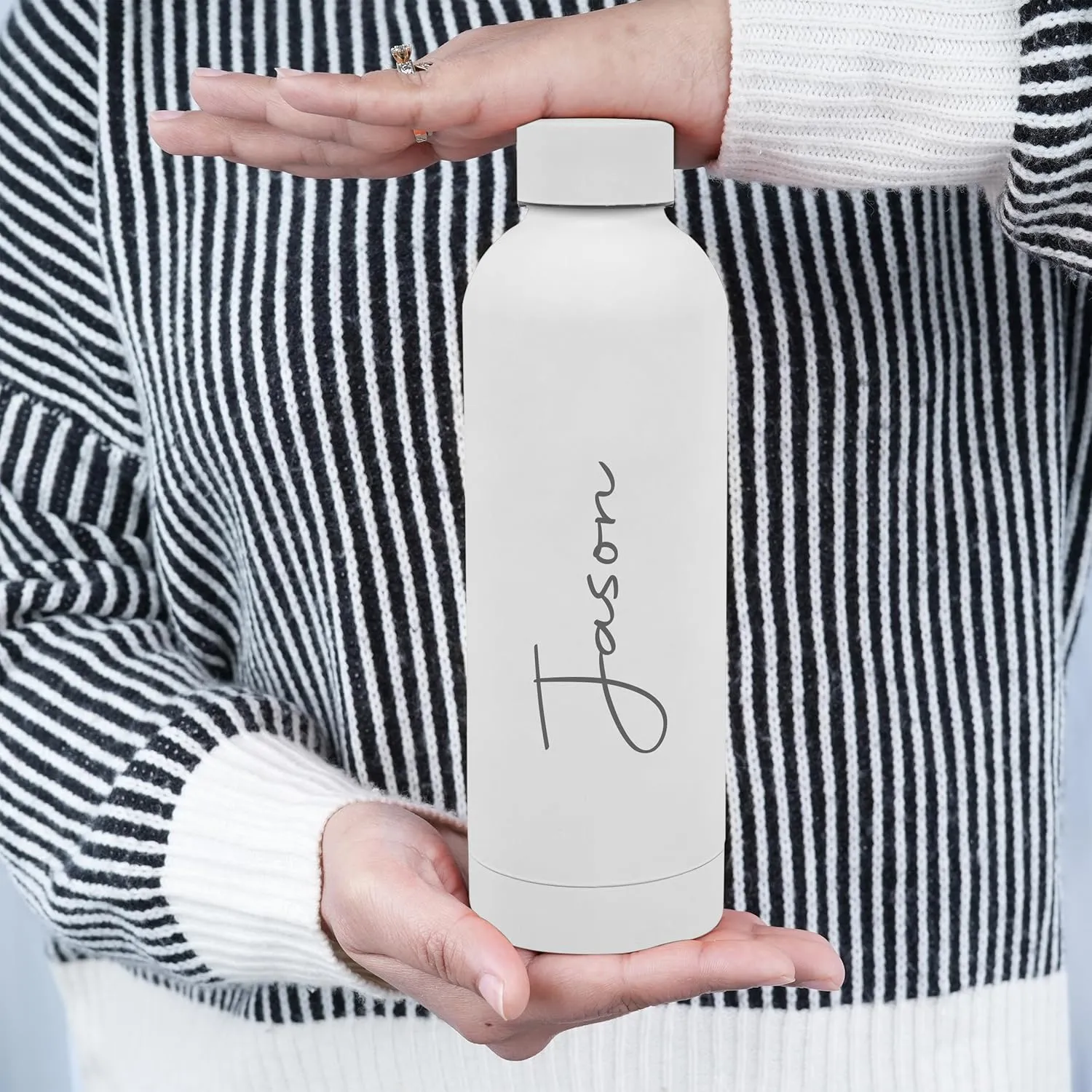 Personalized Energizer Vacuum Insulated Water Bottle | Double Walled | with Hot & Cold Features | Leak-Proof | BPA Free | 500ML (White)
