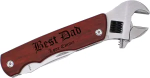 Personalized Engraved Hammer or Wrench Multi tool with Wood Handle - Customized for Father's Day Christmas Valentine's Birthday Him Men Husband (Wrench Multi Tool)