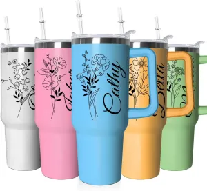 Personalized Gifts Custom Tumbler with Straw 40 Oz Customized Stainless Steel Insulated Travel Cup Add Name,Photo,or Logo,Custom Travel Coffee mug,Personalized Photo Gifts for Women Men