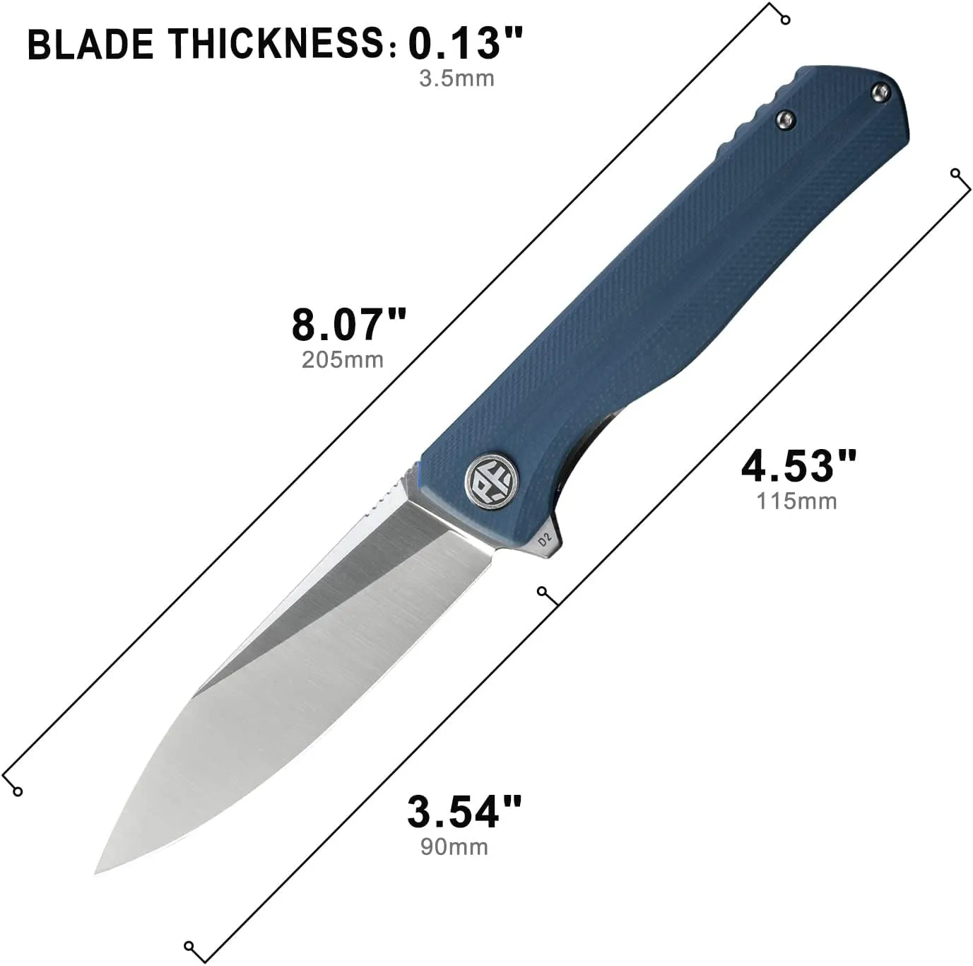 Petrified fish G10 handle D2 steel blade 2CR13 liner ball bearing flipper folding knife camping hunting EDC pocket tool PF818 (Gray, Satin)