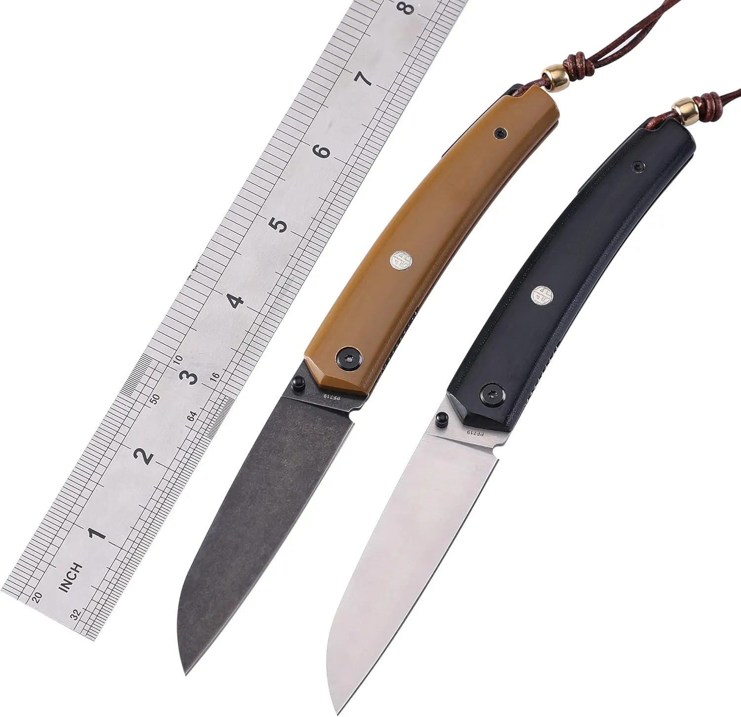 Petrified fish PF719 Folding Knife,3.34" 12C27N Steel Blade, G10 Handle Thumb Stud Liner lock Pocket knife (Black Stonewashed)