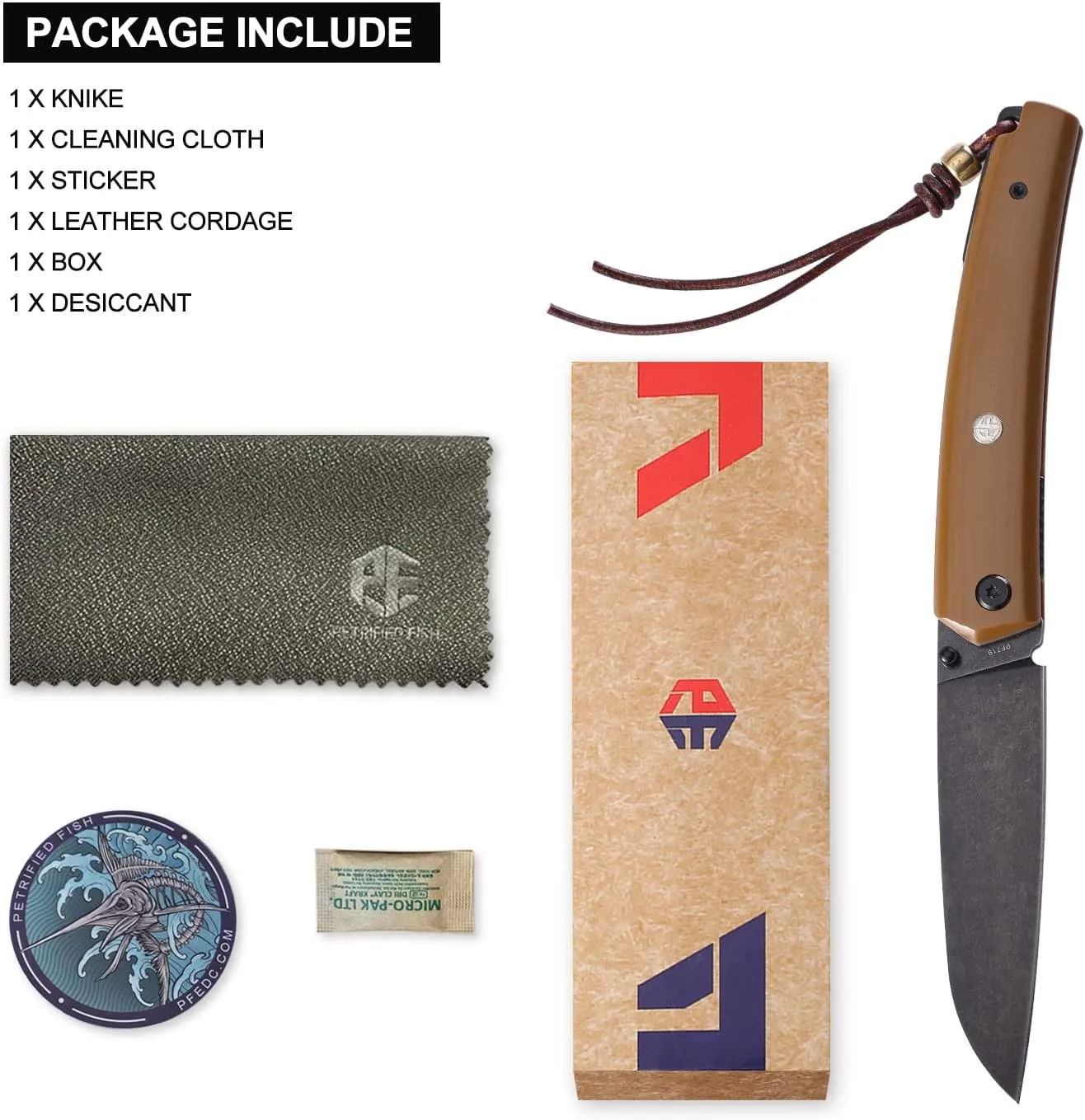 Petrified fish PF719 Folding Knife,3.34" 12C27N Steel Blade, G10 Handle Thumb Stud Liner lock Pocket knife (Black Stonewashed)