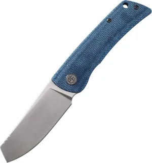 Petrified fish PFE05 Flavorist,3.15" K110 Satin Blade, 94g Micarta Handle Front Flipper Liner lock Folding knife (Blue)