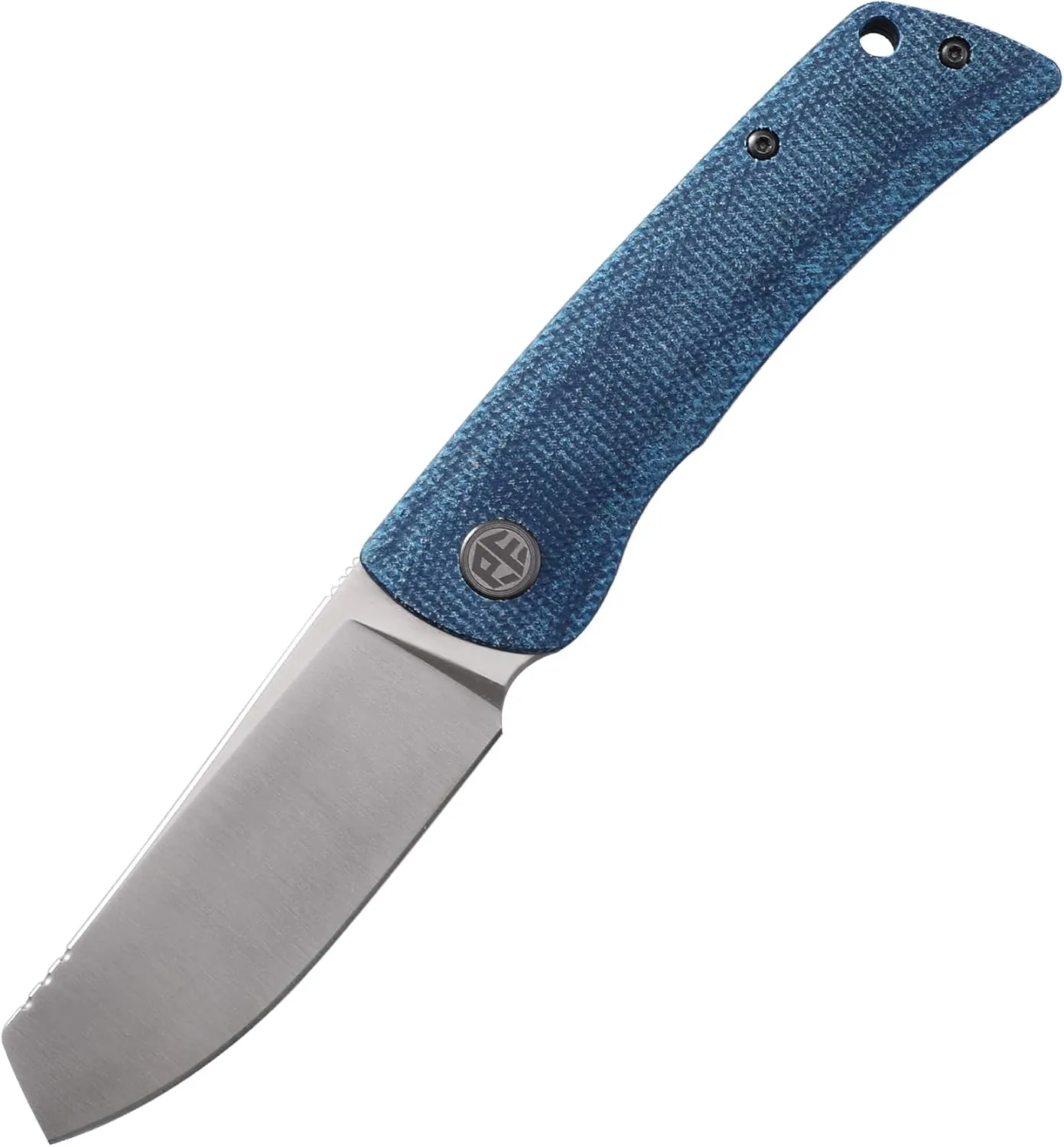 Petrified fish PFE05 Flavorist,3.15" K110 Satin Blade, 94g Micarta Handle Front Flipper Liner lock Folding knife (Blue)