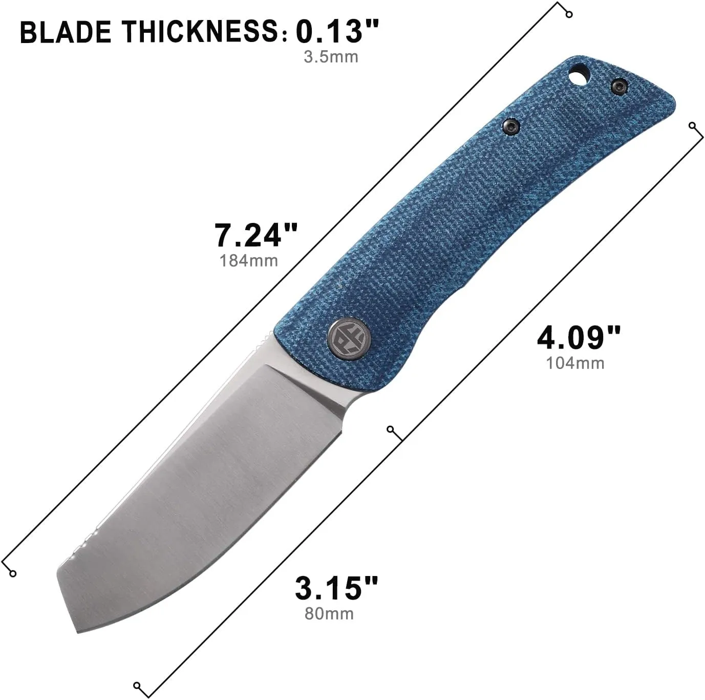 Petrified fish PFE05 Flavorist,3.15" K110 Satin Blade, 94g Micarta Handle Front Flipper Liner lock Folding knife (Blue)