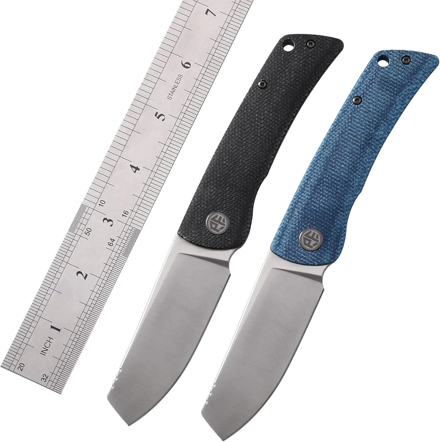 Petrified fish PFE05 Flavorist,3.15" K110 Satin Blade, 94g Micarta Handle Front Flipper Liner lock Folding knife (Blue)