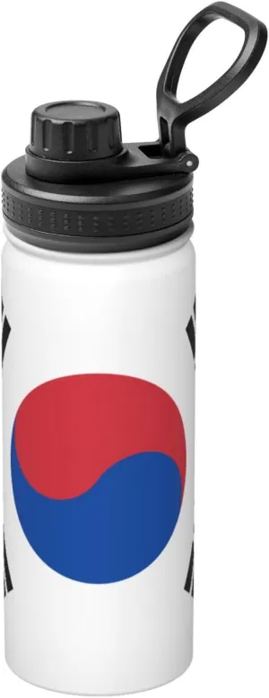 PHAYAH Flag Of Republic Of Korea Camping Hiking Hydration Flask Stainless Steel, Double Walled & Vacuum Insulated Water Bottle