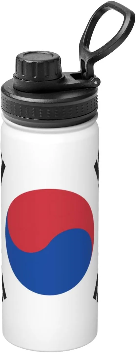 PHAYAH Flag Of Republic Of Korea Camping Hiking Hydration Flask Stainless Steel, Double Walled & Vacuum Insulated Water Bottle