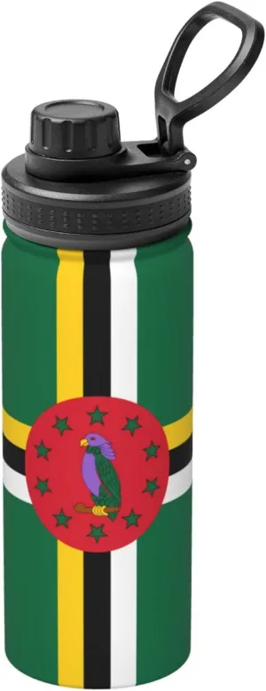 PHAYAH Flag Of The Commonwealth Of Dominica Camping Hiking Hydration Flask Stainless Steel, Double Walled & Vacuum Insulated Water Bottle