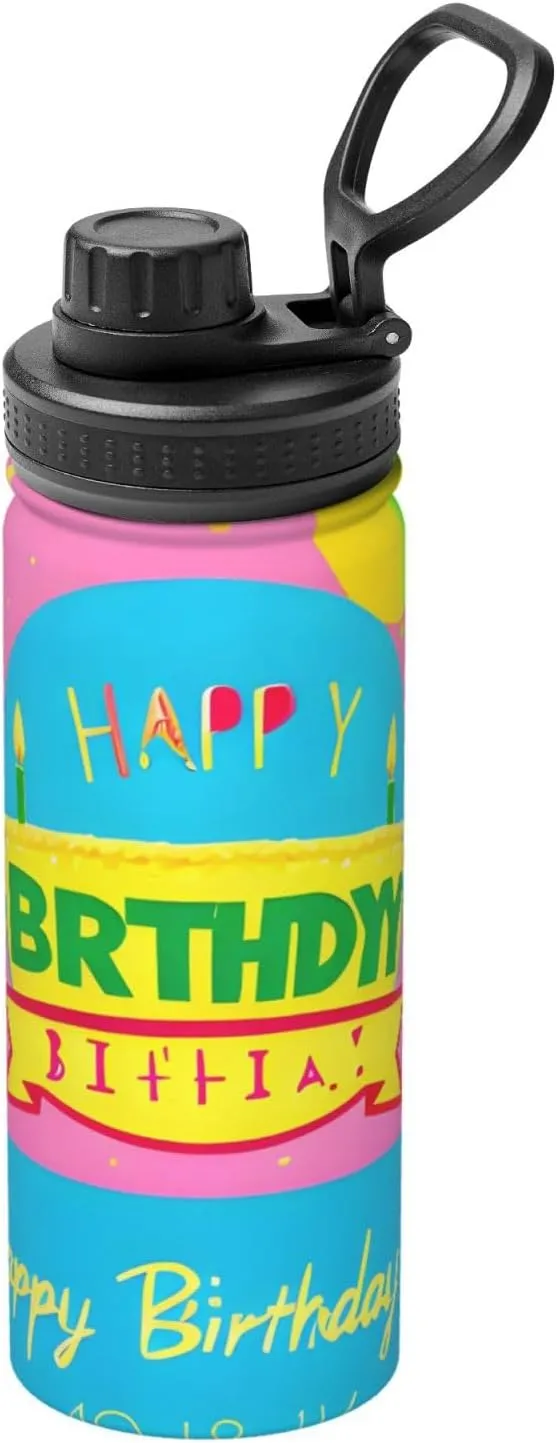 PHAYAH Happy Birthday Balloon Camping Hiking Hydration Flask Stainless Steel, Double Walled & Vacuum Insulated Water Bottle