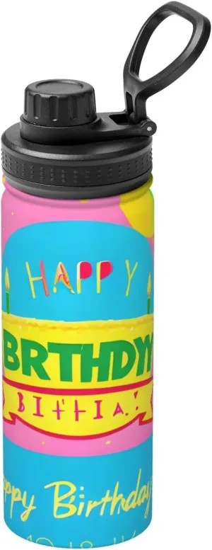 PHAYAH Happy Birthday Balloon Camping Hiking Hydration Flask Stainless Steel, Double Walled & Vacuum Insulated Water Bottle