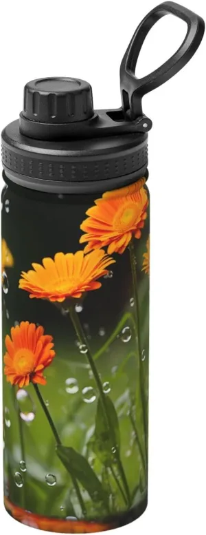 PHAYAH Wild Chrysanthemums Camping Hiking Hydration Flask Stainless Steel, Double Walled & Vacuum Insulated Water Bottle