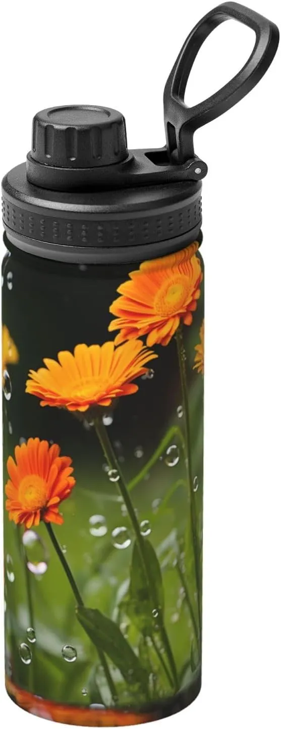 PHAYAH Wild Chrysanthemums Camping Hiking Hydration Flask Stainless Steel, Double Walled & Vacuum Insulated Water Bottle