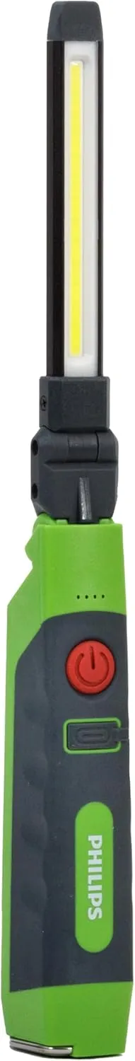 Philips Xperion 3000 Slim Rechargeable LED Work Light, 500 Lumen Professional Handheld Flashlight with Magnetic Base and Hanger Hook for Mechanics, Construction, Handyman, Outdoor Use, Camping