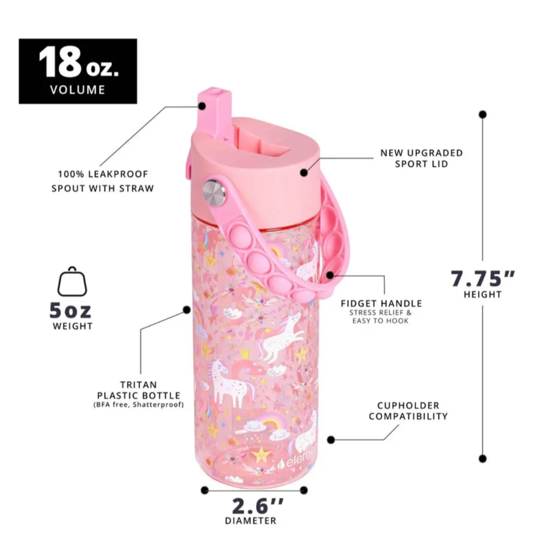 Pink Unicorn 18oz Splash Pop Elemental Bottle