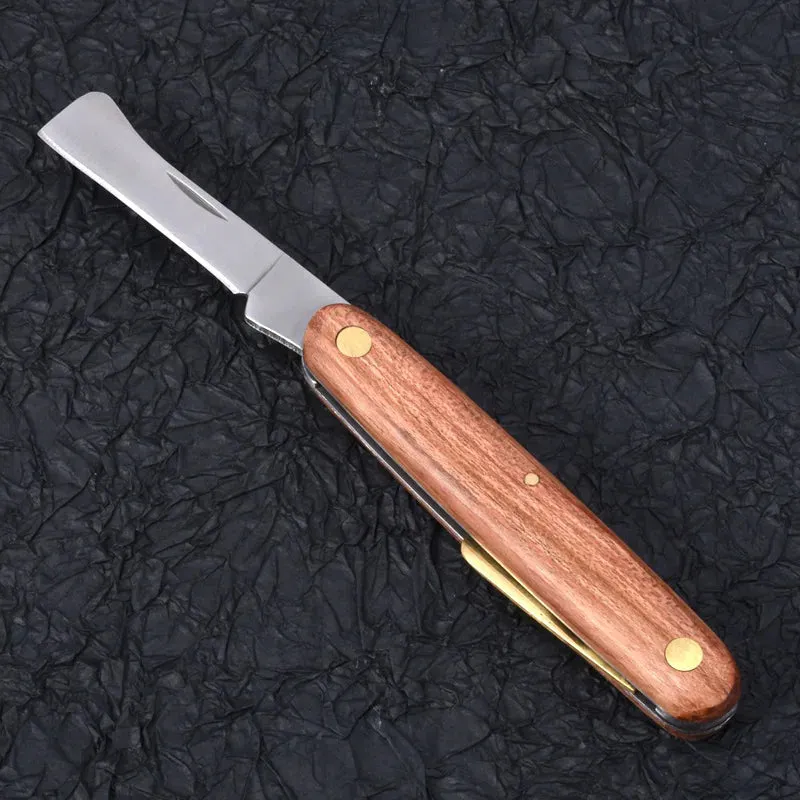 Plant Grafting Knife Grafting Tools Foldable Grafting Pruning Knife Professional Garden Grafting Cutter Wooden Handle Knife