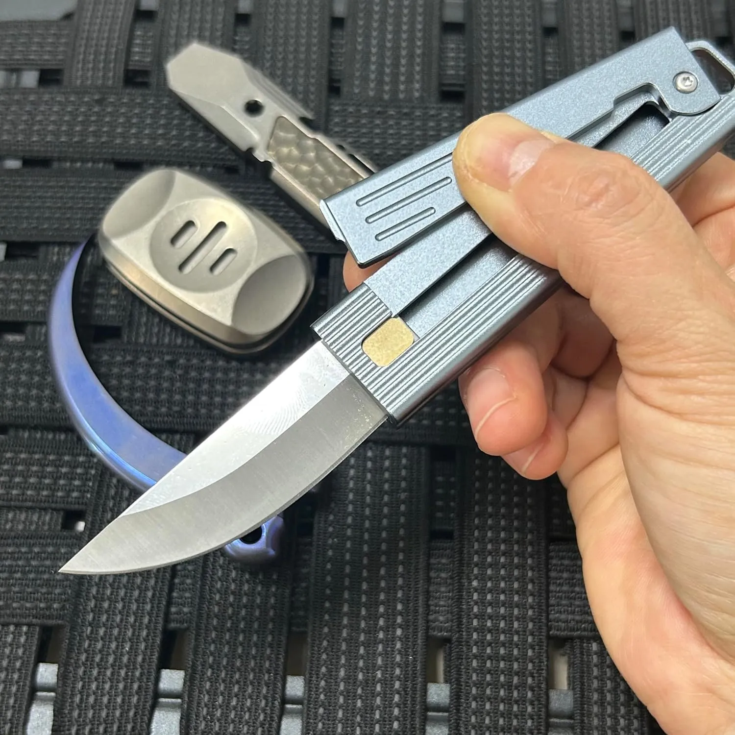Pocket Knife Aluminum Daily Useful Folding Knife Multifunctional EDC Knife (Black)