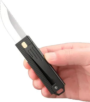 Pocket Knife Aluminum Daily Useful Folding Knife Multifunctional EDC Knife (Black)