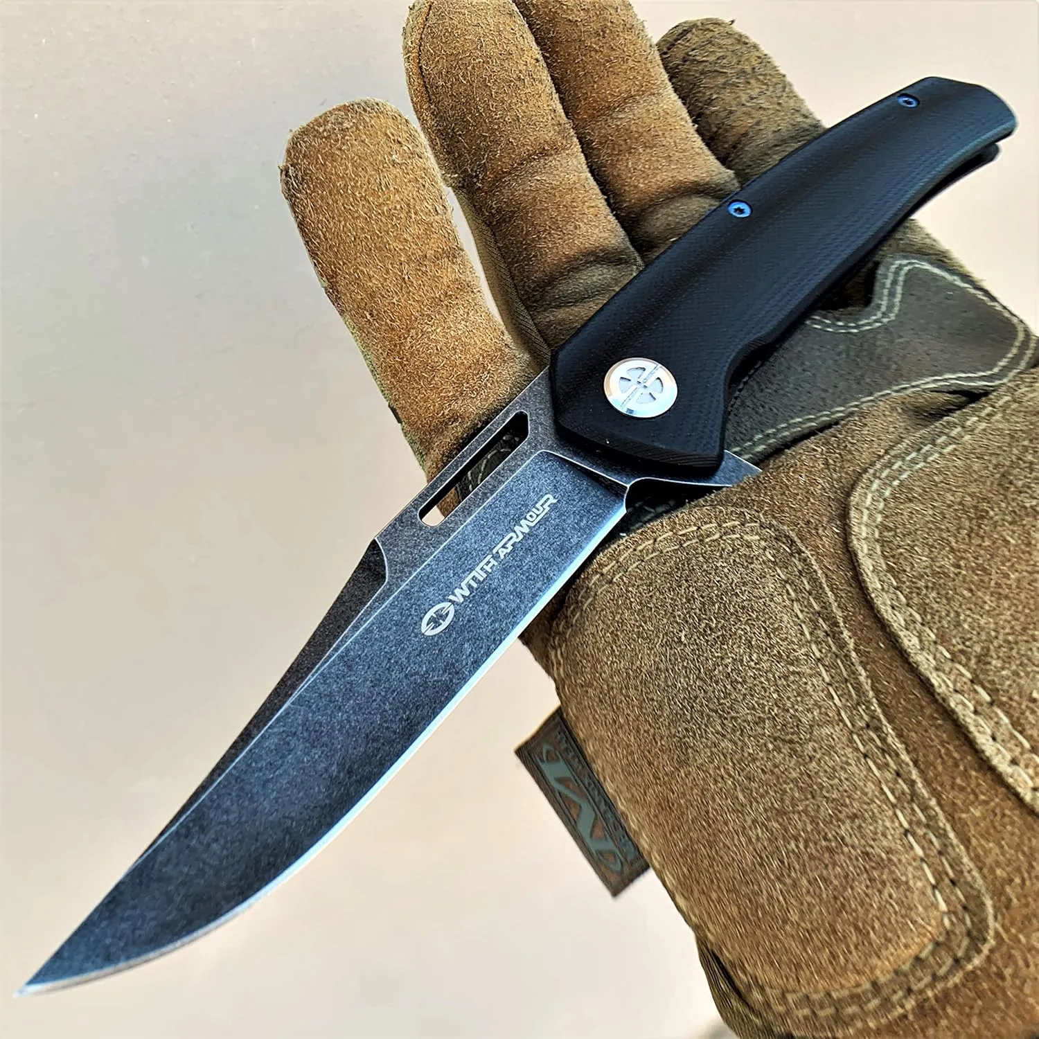 Pocket Knife Camping Accessories Survival Kit 8" Tactical Knife Darjk Gray Stonewash D2 Steel Blade with Ball Bearing System Paired With G10 Handle Scales Hunting Knife Camping Gear 79798