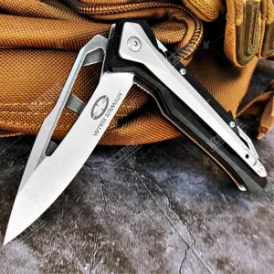 Pocket Knife Camping Accessories Survival Kit 8" Tactical Knife Stonewash D2 Steel Blade with Ball Bearing System Paired With a Steel And G10 Handle Hunting Knife Camping Gear 79767