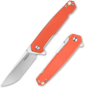 Pocket Knife Folding Knife for EDC Natural G10 Handle Satin D2 Steel Blade Foldable Small Knife Carry Knife for Men Women Lightweight for Indoor Outdoor Gift